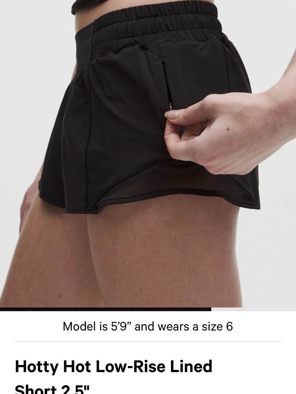 Lululemon Hotty Hot Low-Rise Lined Short 2.5" - Black size 6